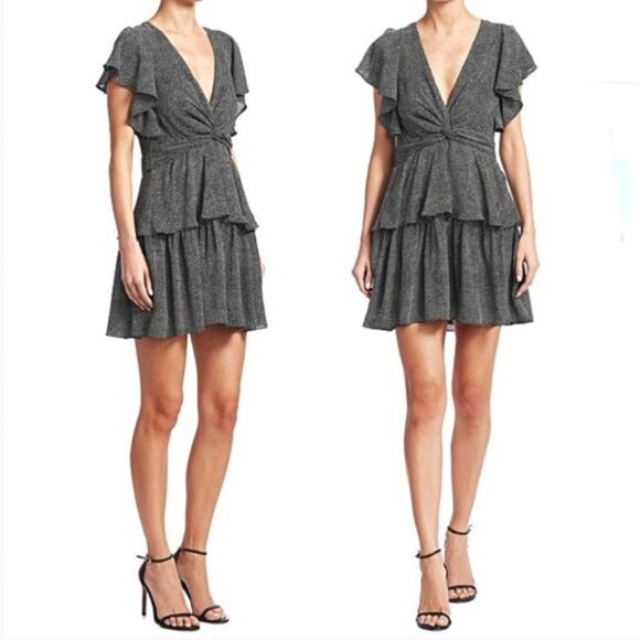 A.L.C. Viera Twist-Front Tiered Polka Dot Silk Dress - Picture 1 of 6